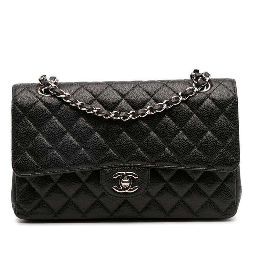 Chanel Medium Classic Caviar Double Flap Black Leather Good condition - Front View