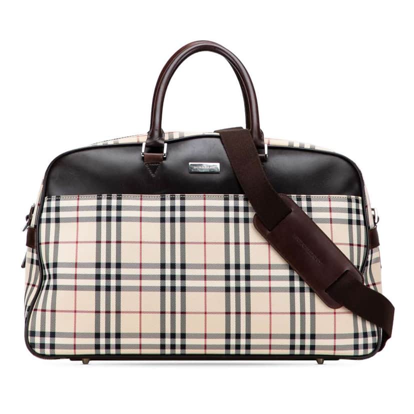 Burberry House Check Canvas Travel Bag Brown Canvas Good condition - Front View