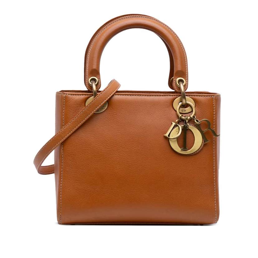 Dior Medium Calfskin Lady Dior Brown Leather Good condition - Front View