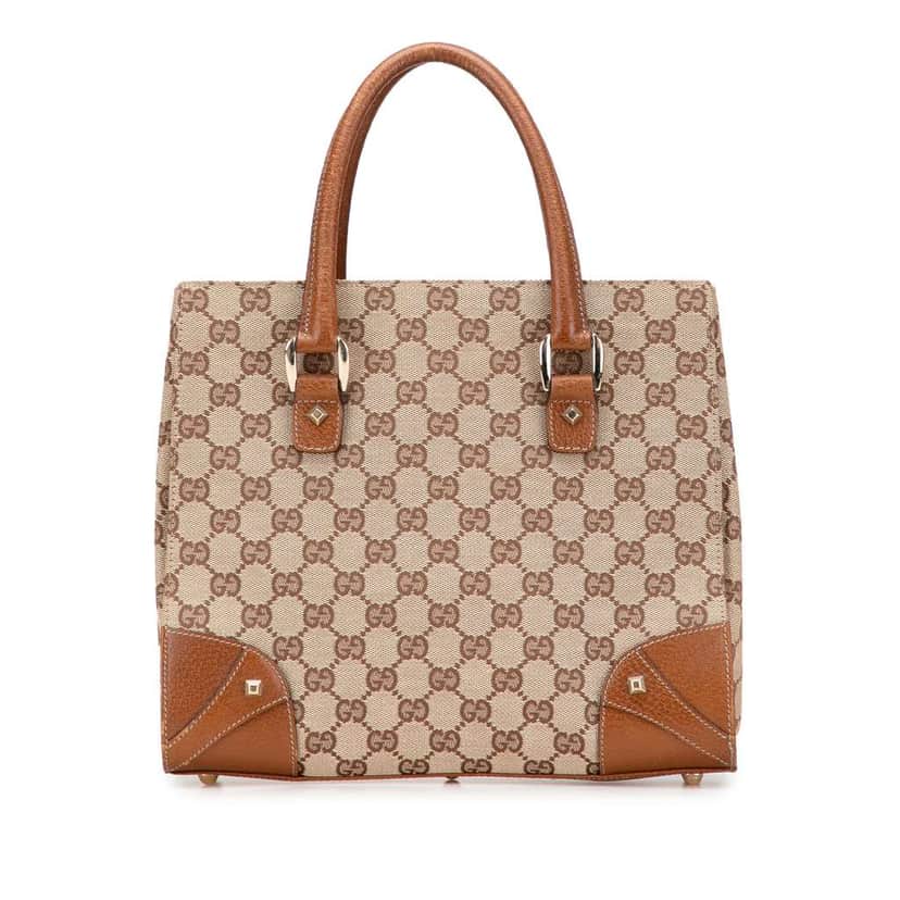Gucci GG Canvas Nailhead Handbag Brown Canvas Good condition - Front View