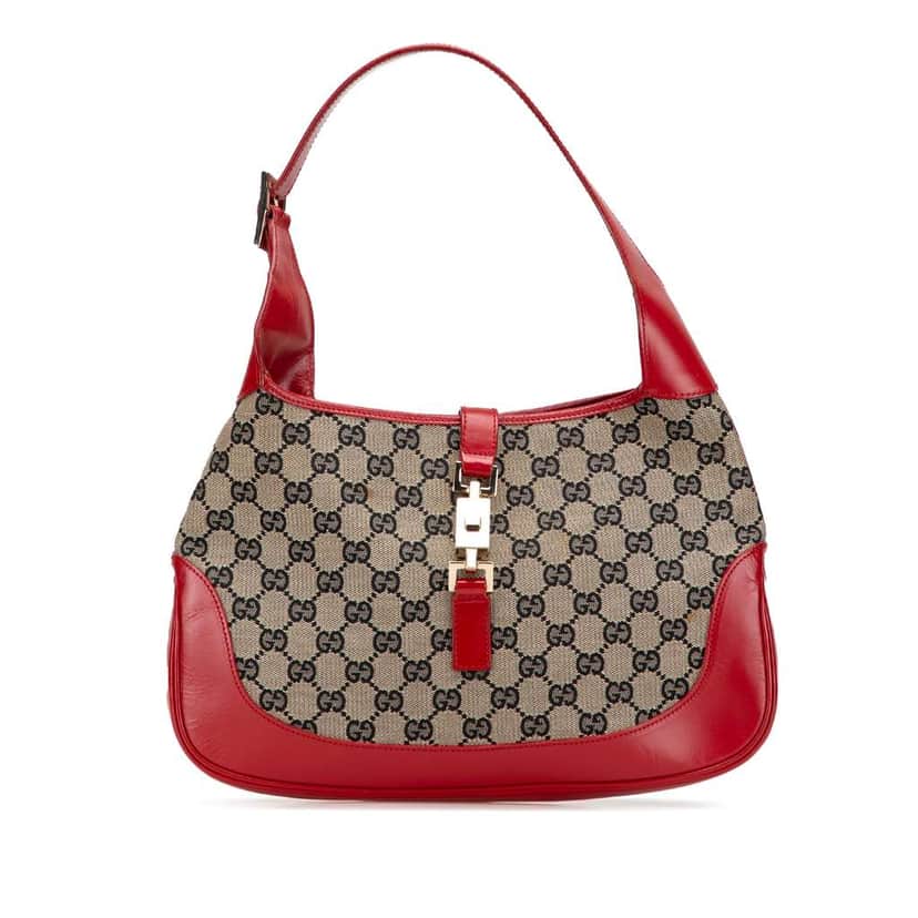 Gucci GG Canvas Jackie Shoulder Bag Grey Canvas Fair condition - Front View