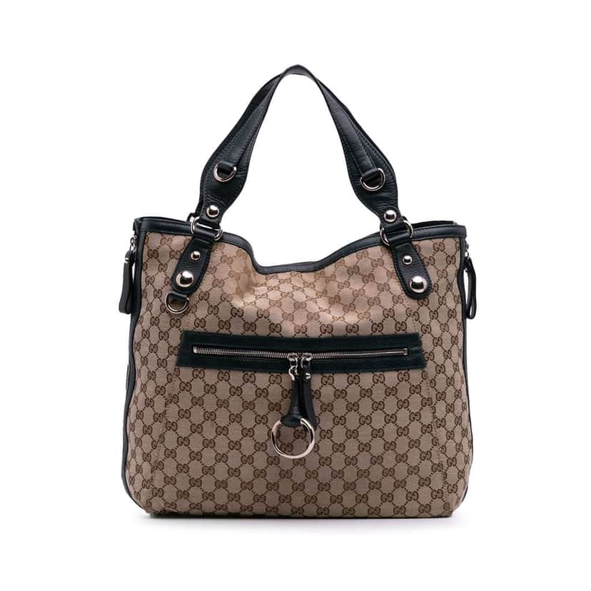 Gucci Large GG Canvas Icon Bit Zip Tote Brown Canvas Good condition - Front View