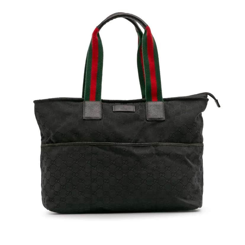 Gucci GG Canvas Web Tote Black Canvas Good condition - Front View