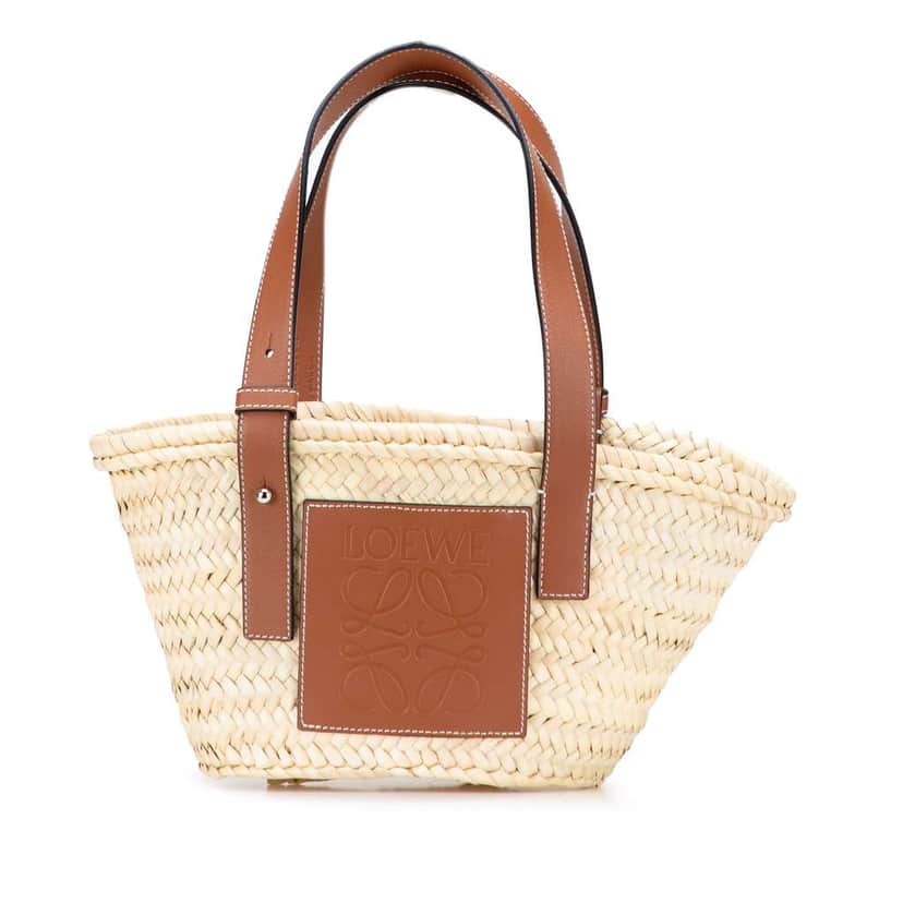 Loewe Small Raffia Basket Tote Brown Good condition - Front View