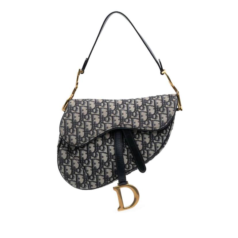 Dior Oblique Canvas Saddle Bag Blue Canvas Good condition - Front View