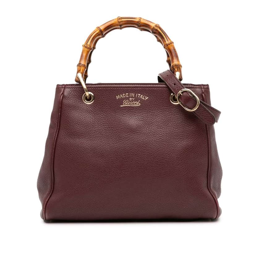 Gucci Small Calfskin Bamboo Shopper Satchel Purple Leather Good condition - Front View