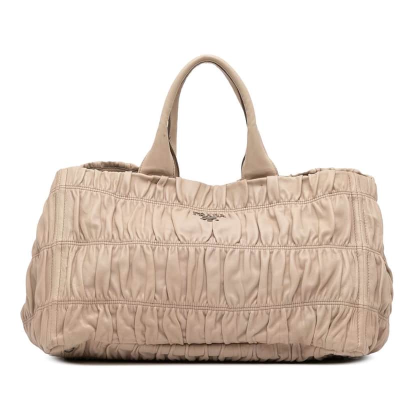 Prada Nappa Gaufre Handbag Brown Leather Very good condition - Front View