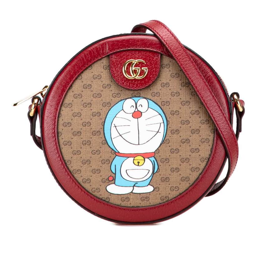 Gucci Micro GG Supreme Doraemon Round Crossbody Brown Canvas Good condition - Front View