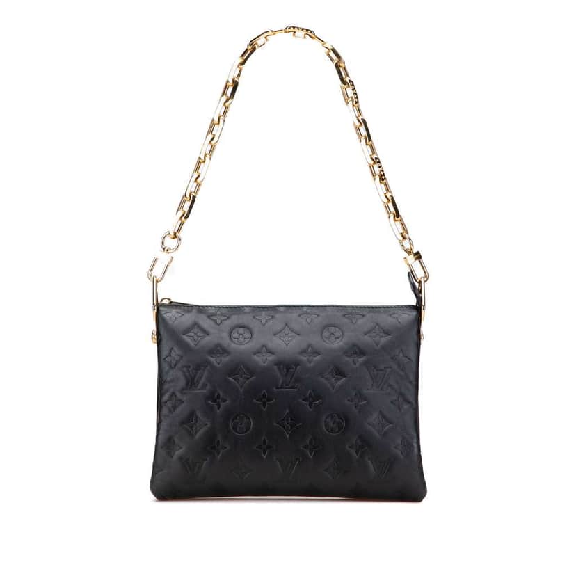 Louis Vuitton Monogram Embossed Puffy Lambskin Coussin PM Black Leather Good condition - Front View