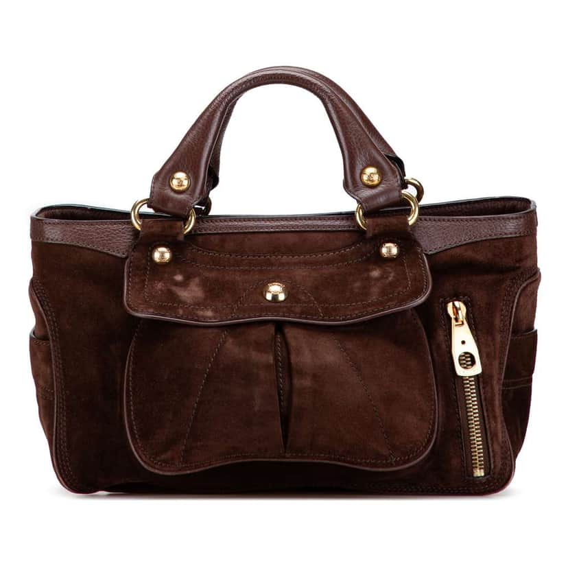Celine Suede Boogie Handbag Brown Leather Good condition - Front View