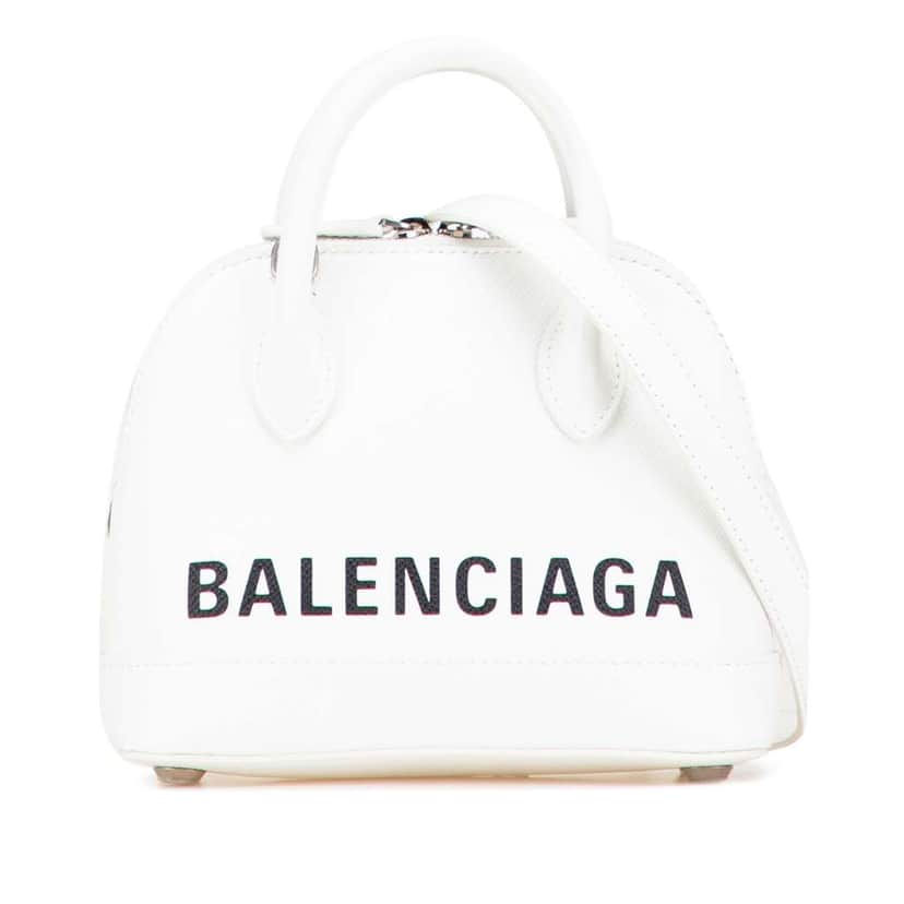 Balenciaga XXS Calfskin Ville Top Handle Bag White Leather Good condition - Front View