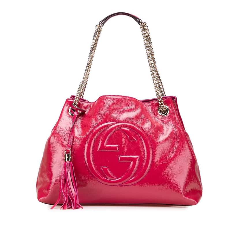 Gucci Medium Patent Soho Chain Tote Pink Leather Good condition - Front View