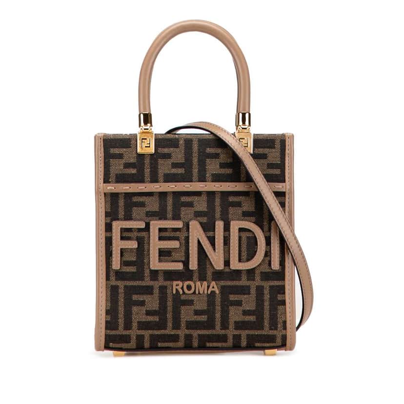 Fendi Mini Zucca Canvas Sunshine Shopper Tote Brown Canvas Good condition - Front View