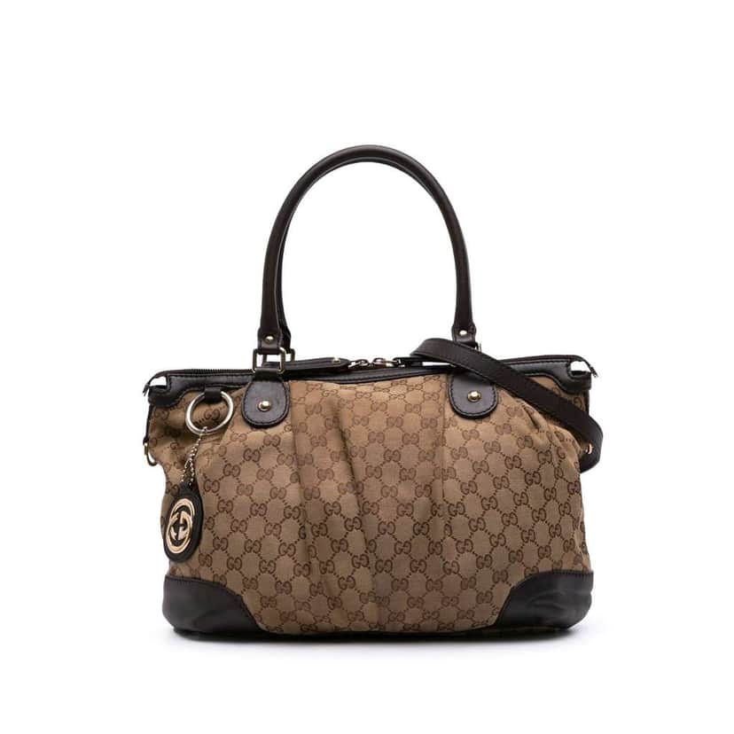 Gucci GG Canvas Sukey Satchel Brown Canvas Good condition - Front View