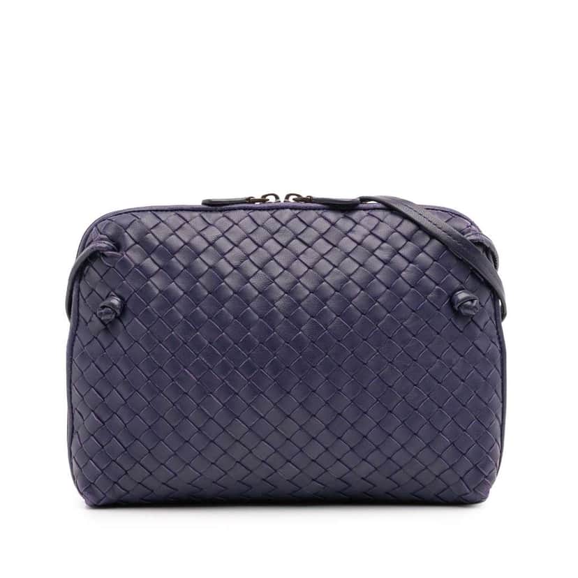 Bottega Veneta Nappa Intrecciato Nodini Crossbody Purple Leather Good condition - Front View