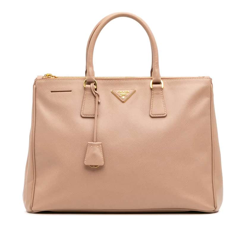 Prada Large Saffiano Lux Galleria Double Zip Satchel Brown Leather Good condition - Front View