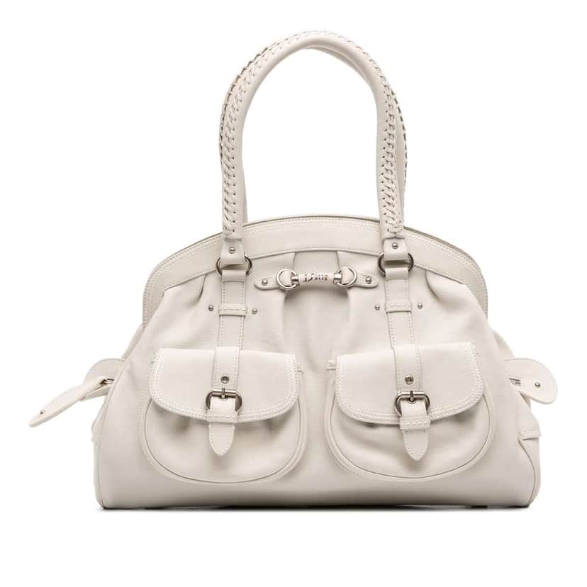 Dior Large Calfskin My Dior Frame Handbag White Leather Good condition - Front View
