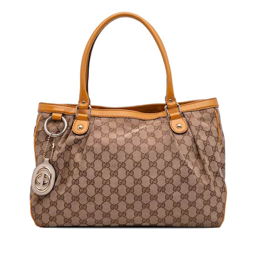 Gucci GG Canvas Sukey Tote Brown Canvas Good condition - Front View