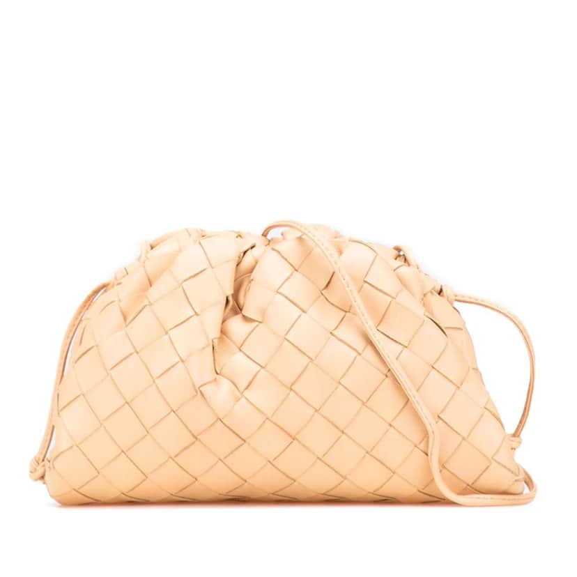 Bottega Veneta Nappa Intrecciato The Mini Pouch Crossbody Brown Leather Good condition - Front View