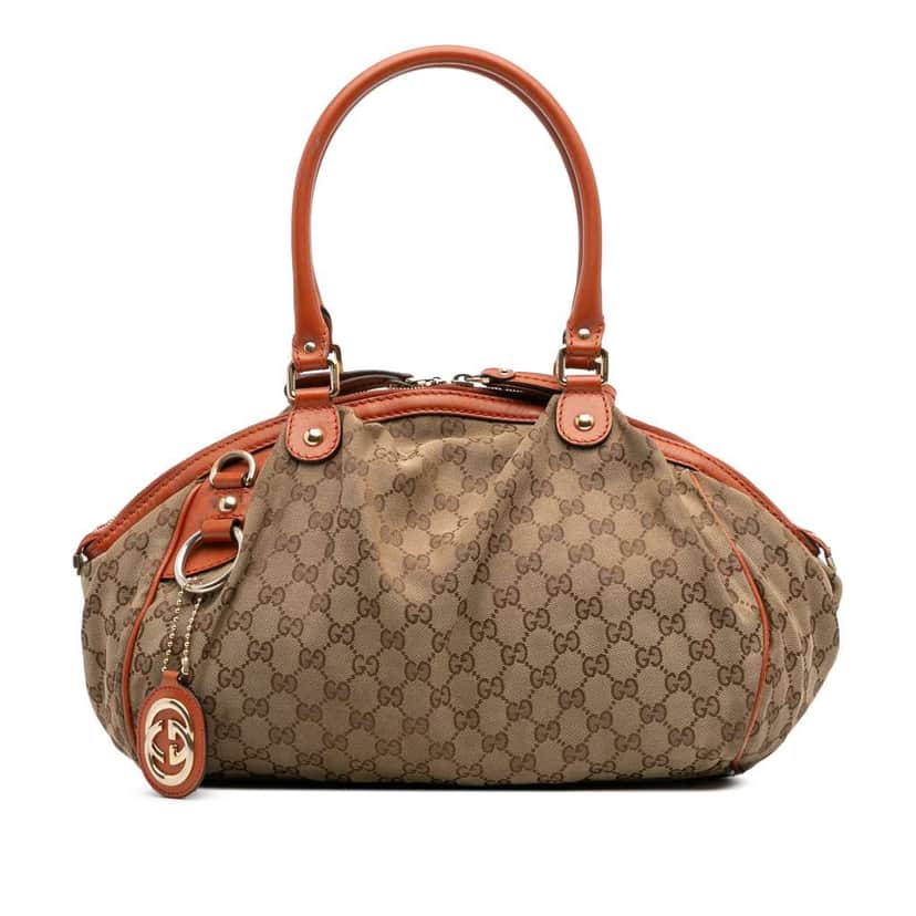 Gucci GG Canvas Sukey Satchel Brown Canvas Fair condition - Front View