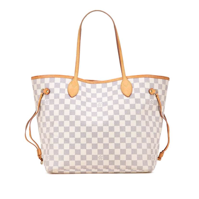 Louis Vuitton Damier Azur Neverfull MM White Canvas Good condition - Front View
