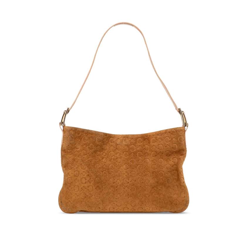 Celine C Macadam Suede Shoulder Bag Brown Leather Good condition - Front View