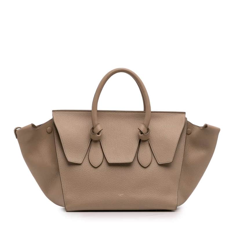 Celine Medium Grained Calfskin Tie Knot Handbag Brown Leather Good condition - Front View