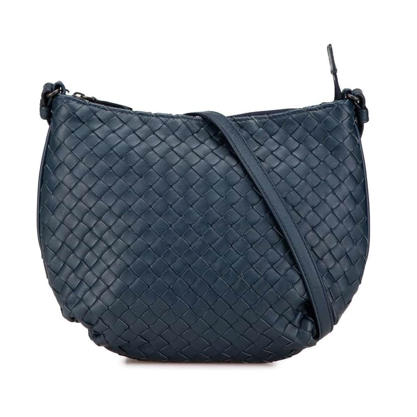 Bottega Veneta Nappa Intrecciato Crossbody Blue Leather Good condition - Front View