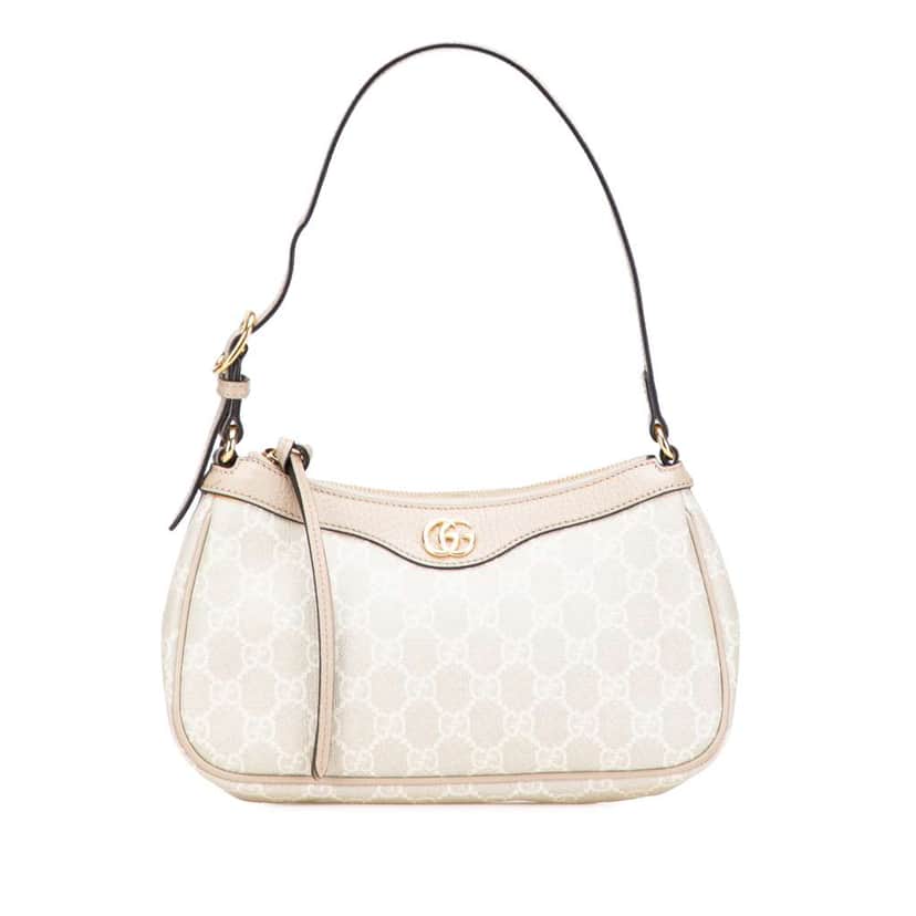 Gucci Small GG Supreme Ophidia Shoulder Bag Grey Canvas Good condition - Front View