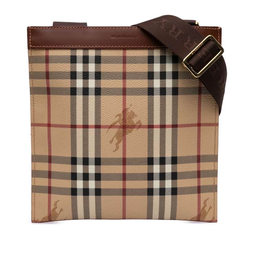 Burberry Haymarket Check Coated Canvas Crossbody Brown Canvas Good condition - Front View