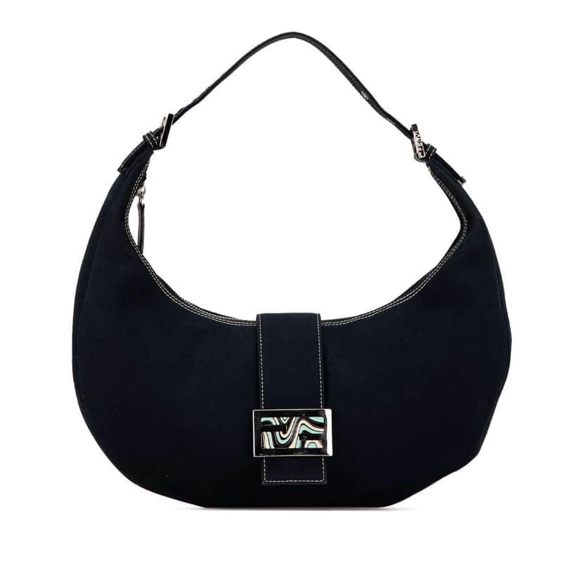 Fendi Canvas Croissant Shoulder Bag Blue Canvas Good condition - Front View