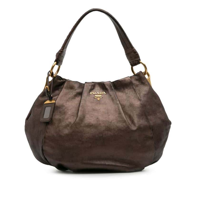 Prada Glace Mordore Hobo Brown Leather Good condition - Front View