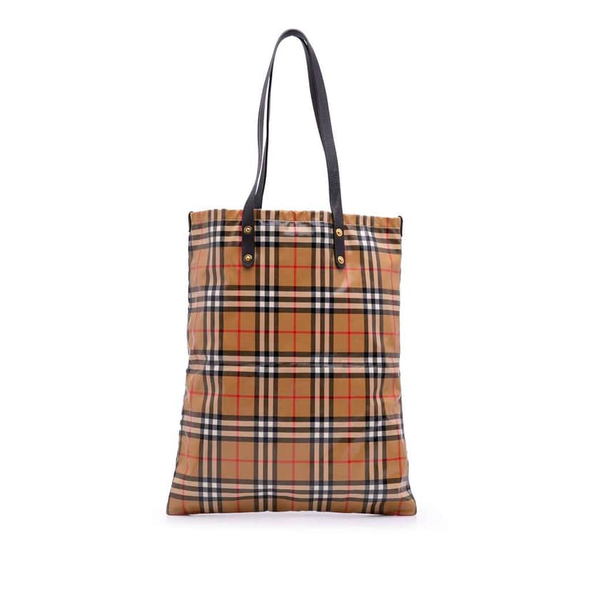 Burberry House Check Coated Canvas Tote Brown Canvas Good condition - Front View