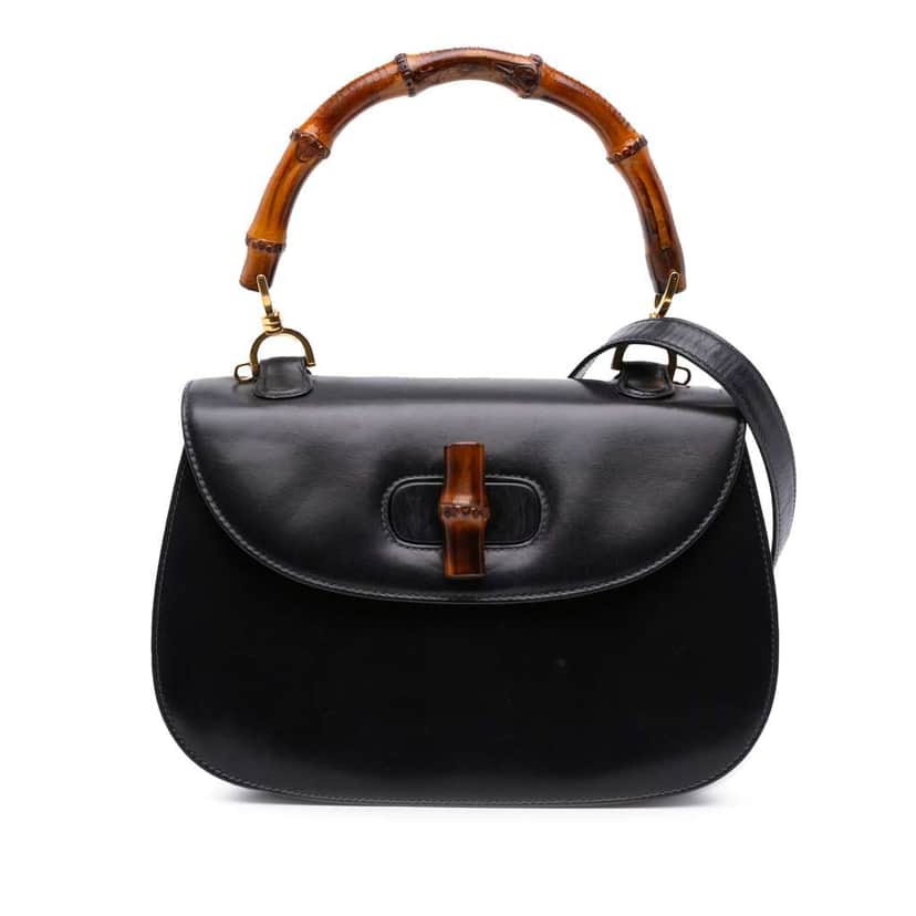 Gucci Calfskin Bamboo Night Black Leather Good condition - Front View