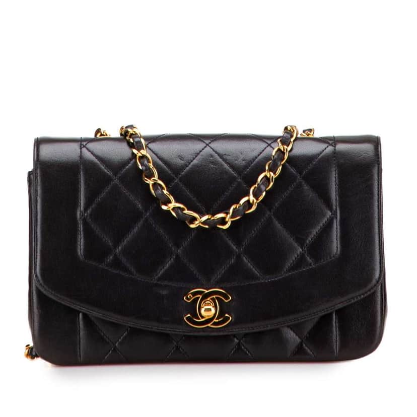 Chanel Small Lambskin Diana Flap Black Leather Good condition - Front View