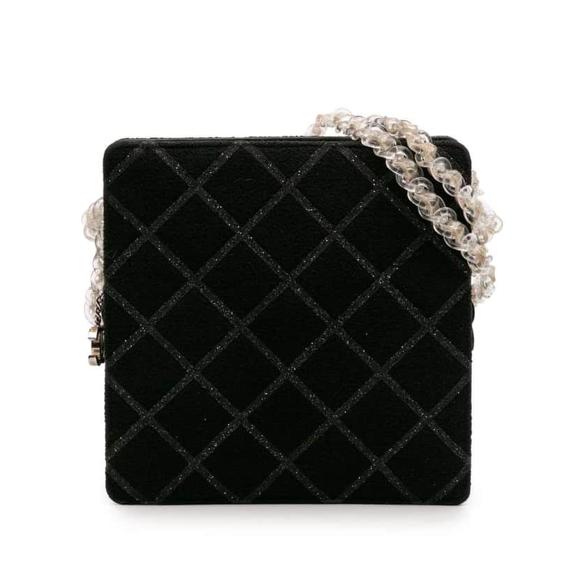 Chanel CC Tweed Chain Fantasy Crossbody Black Tweed Very good condition - Front View