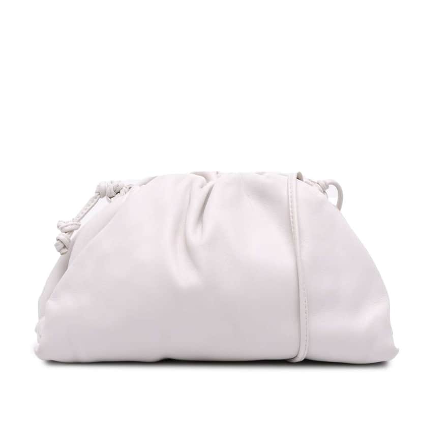 Bottega Veneta Lambskin The Mini Pouch Crossbody White Leather Good condition - Front View