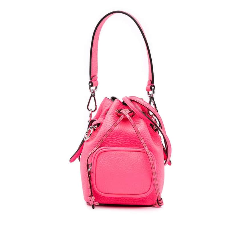 Fendi Mini Leather Mon Tresor Pocket Bucket Bag Pink Leather Good condition - Front View