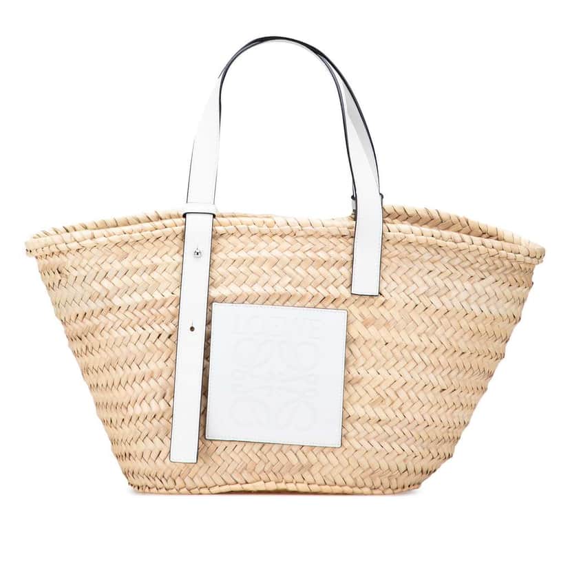 Loewe Medium Raffia Basket Tote Brown Good condition - Front View
