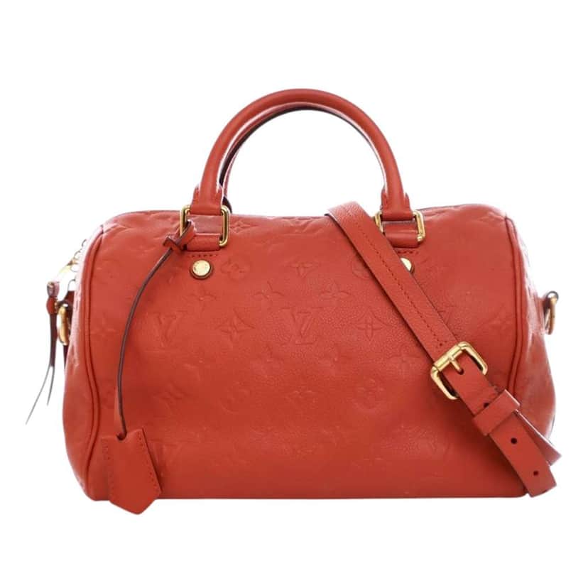 Louis Vuitton Monogram Empreinte Speedy Bandouliere 25 Red Leather Good condition - Front View