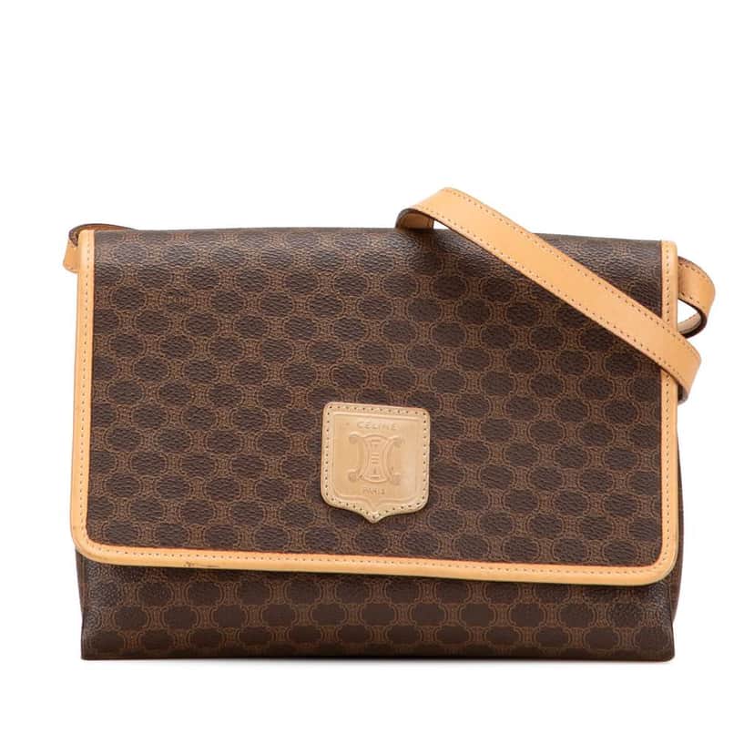 Celine Macadam Coated Canvas Crossbody Brown Canvas Good condition - Front View