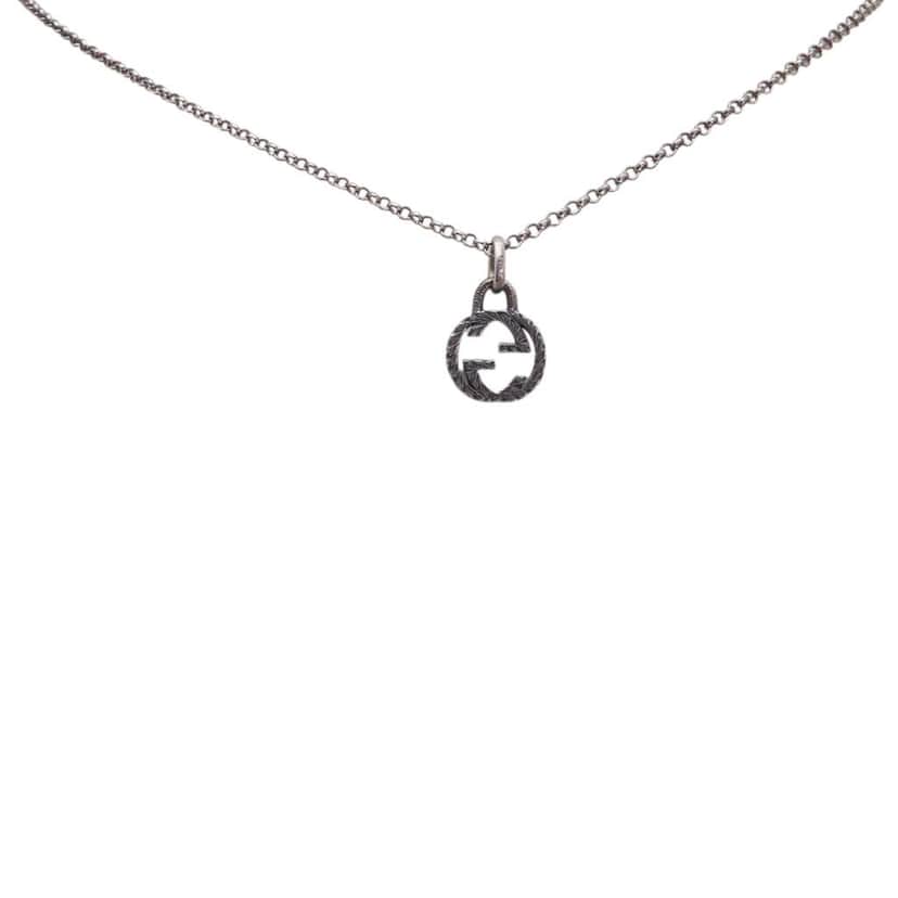 Gucci Sterling Silver Interlocking G Pendant Necklace Silver Silver Good condition - Front View