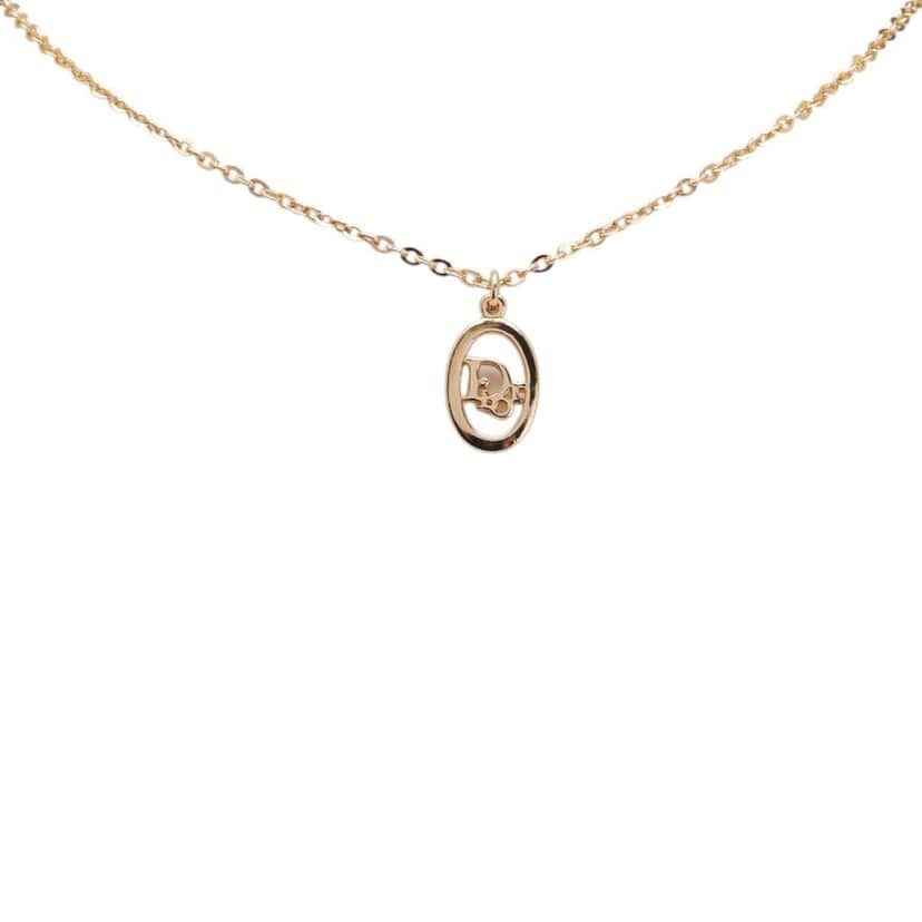 Dior Gold Plated CD Logo Pendant Necklace Gold Metal Good condition - Front View