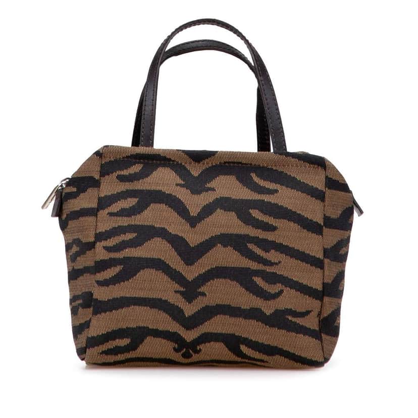 Fendi Zebra Print Canvas Handbag Brown Canvas Good condition - Front View