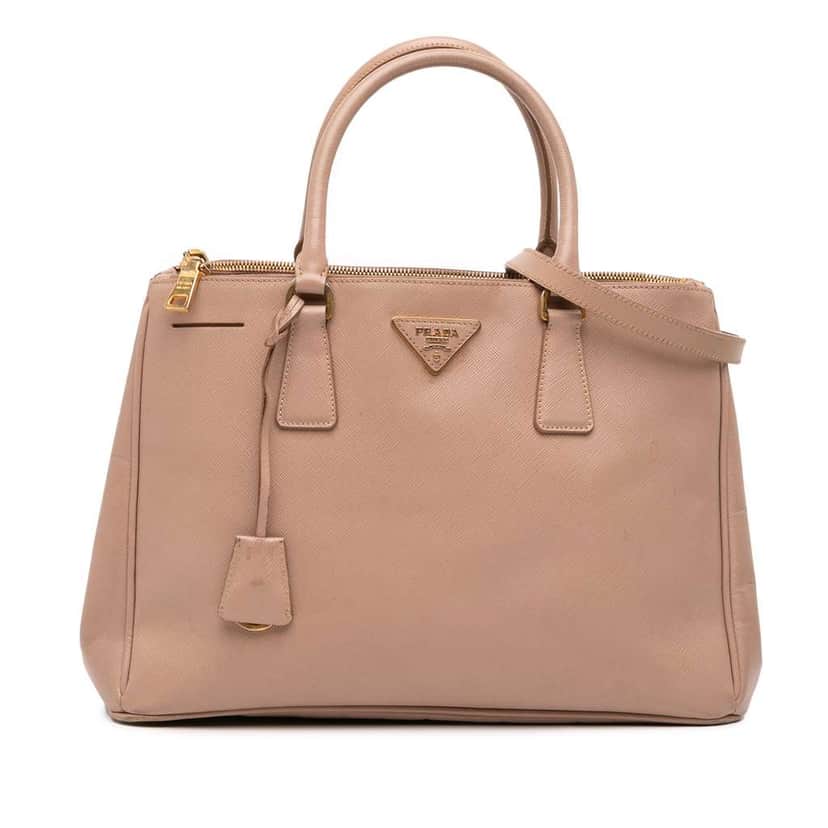 Prada Medium Saffiano Lux Galleria Double Zip Tote Pink Leather Good condition - Front View
