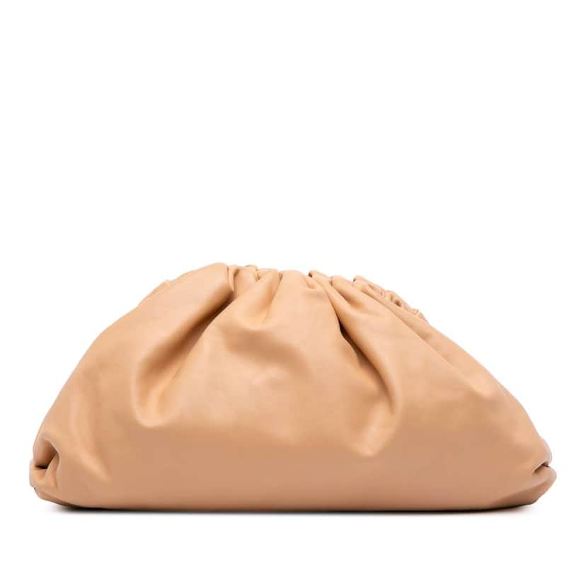 Bottega Veneta Lambskin The Pouch Brown Leather Good condition - Front View