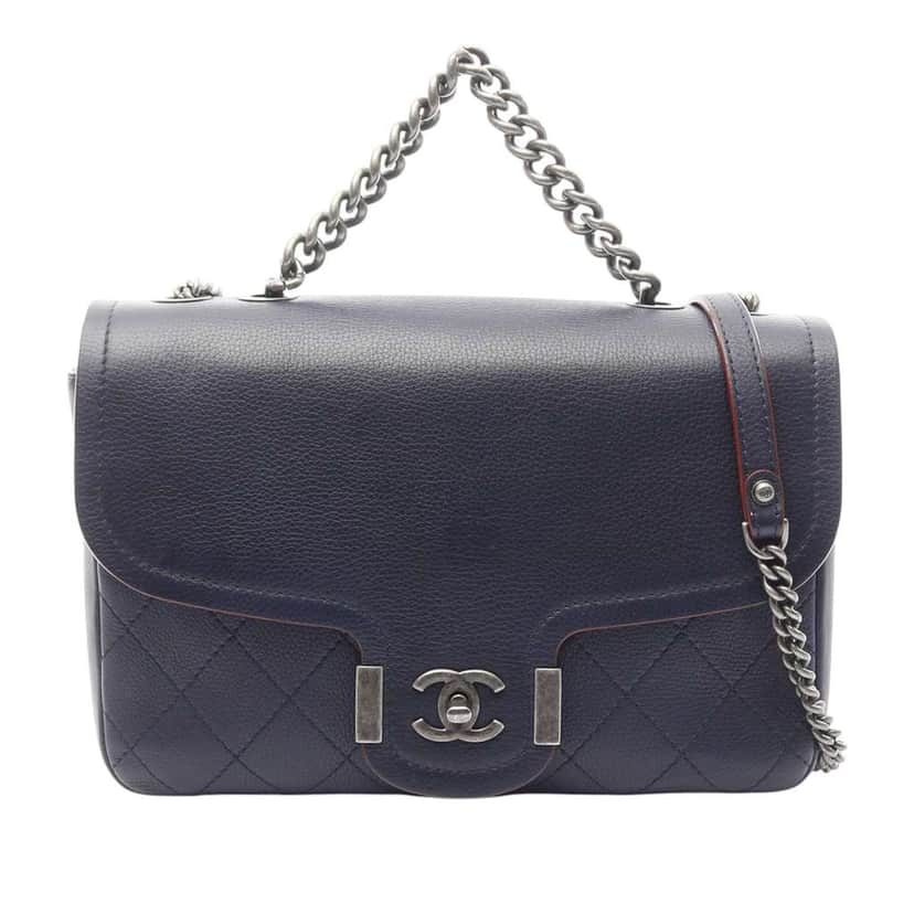 Chanel Paris Greece Calfskin Archi Chic Flap Blue Leather Good condition - Front View