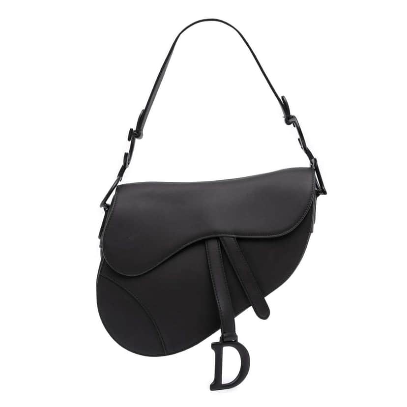 Dior Ultra Matte Calfskin Saddle Bag Black Leather Good condition - Front View