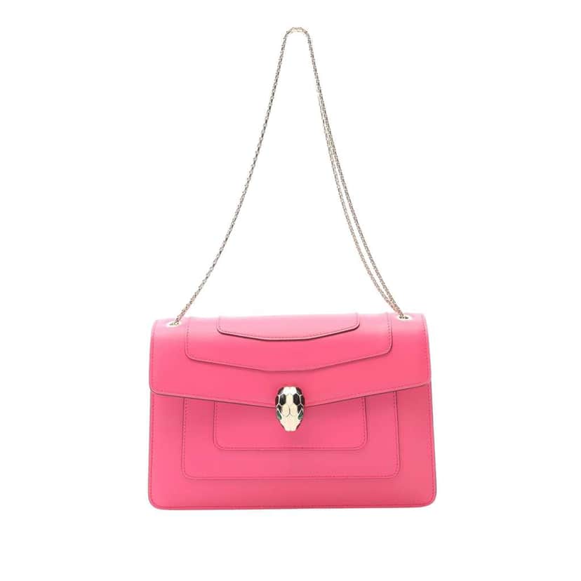 Bvlgari Medium Calfskin Serpenti Forever Shoulder Bag Pink Leather Good condition - Front View