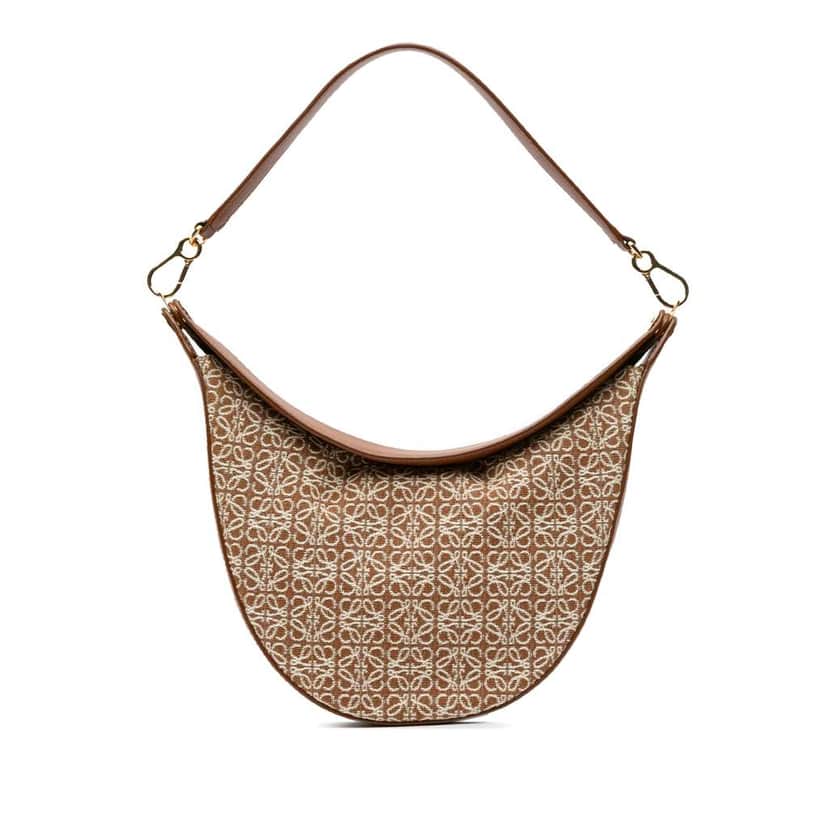 Loewe Anagram Canvas Luna Hobo Brown Canvas Good condition - Front View